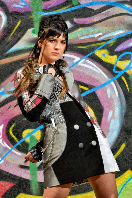 Blazer Doppio Petto Eco-Style in Patchwork