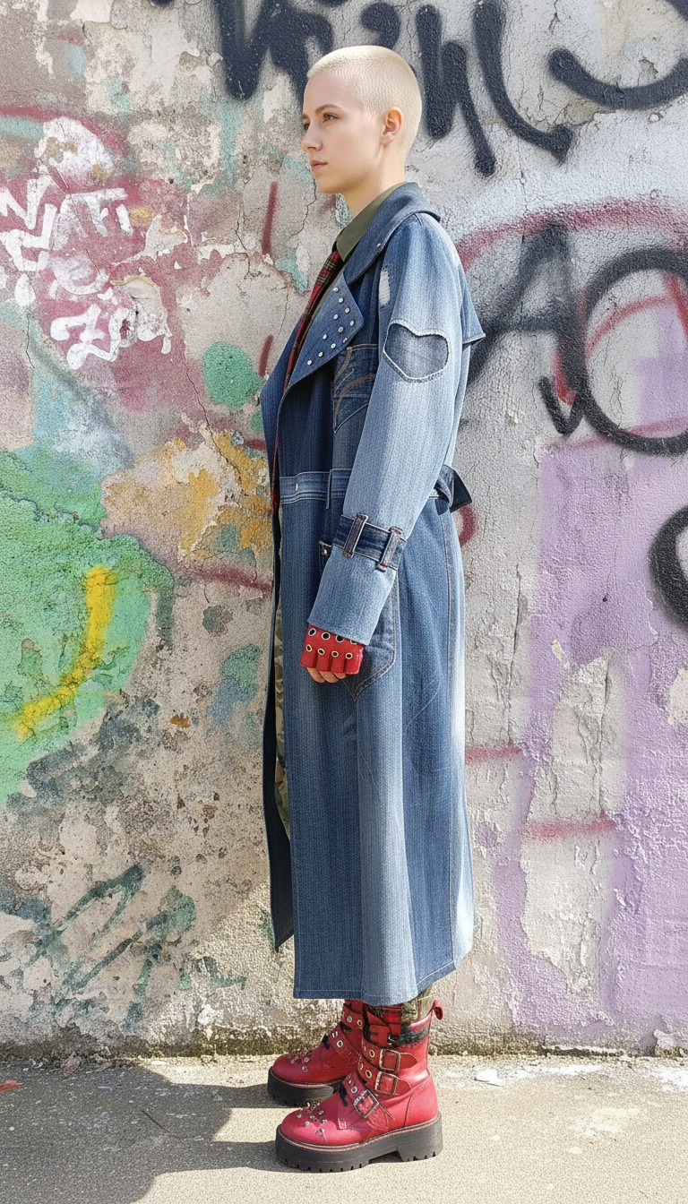 Caban lungo denim