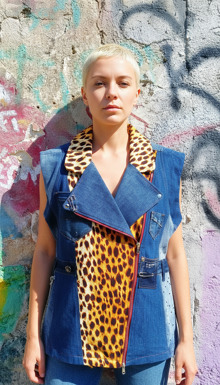Gilet Biker Maculato