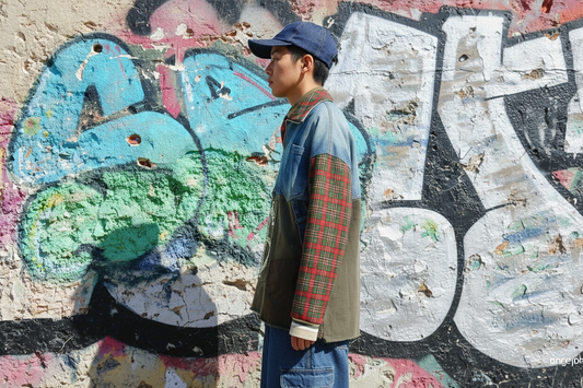 Felpa Unisex in Tartan e Denim Riciclato