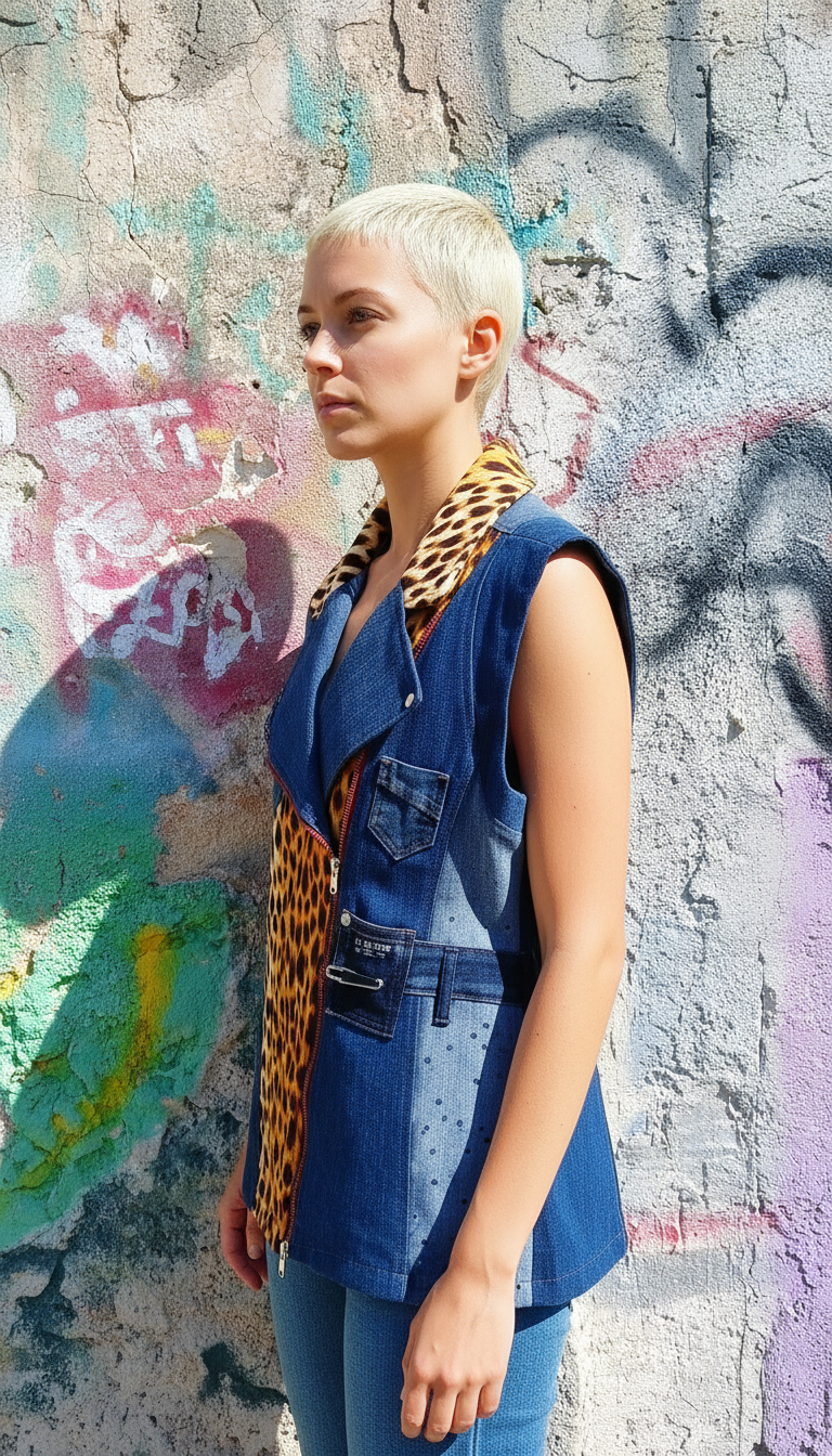 Gilet Biker Maculato
