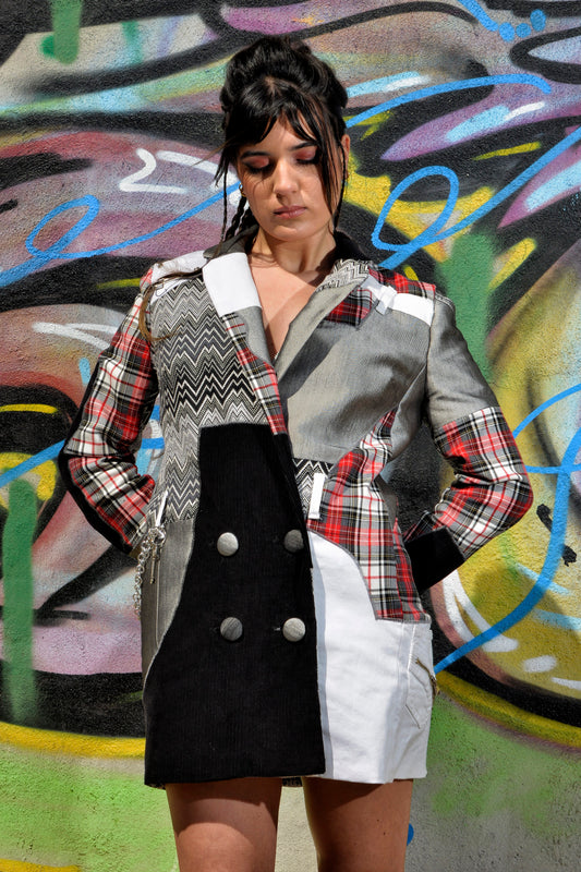 Blazer Doppio Petto Eco-Style in Patchwork