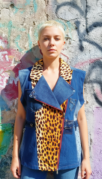 Gilet Biker Maculato