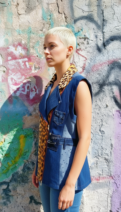 Gilet Biker Maculato