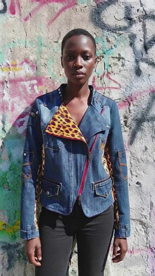 Giacca Biker in Patch Maculato