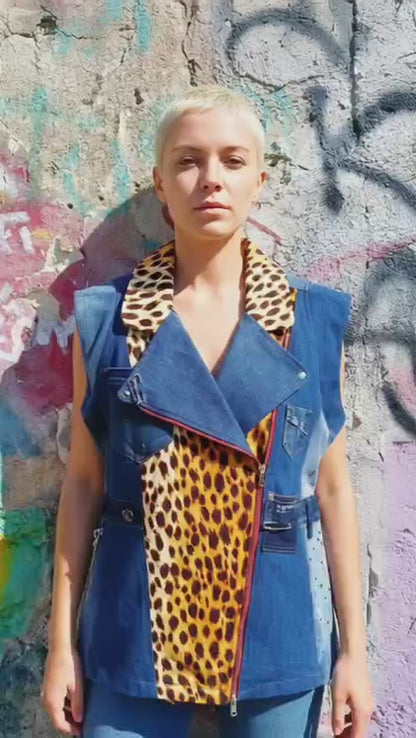 Gilet Biker Maculato